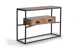 GINER Y COLOMER Console de style industriel en bois de manguier et métal